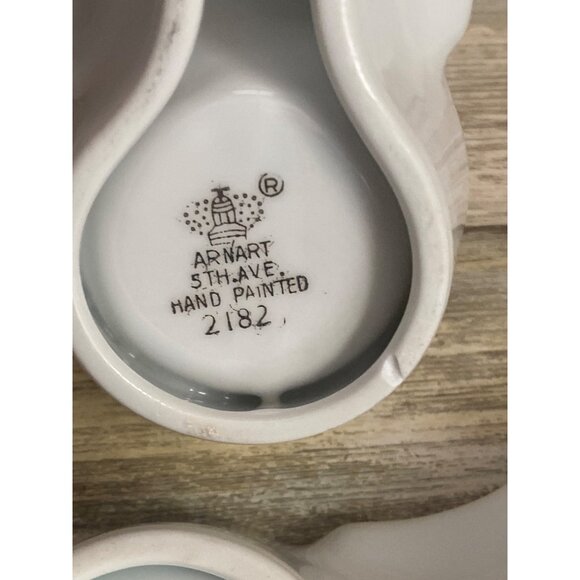 4 X Vintage Arnart 5th Ave Shell Seafood Plates w/ Sauce Cup – Hand Painted MCM - Picture 4 of 13